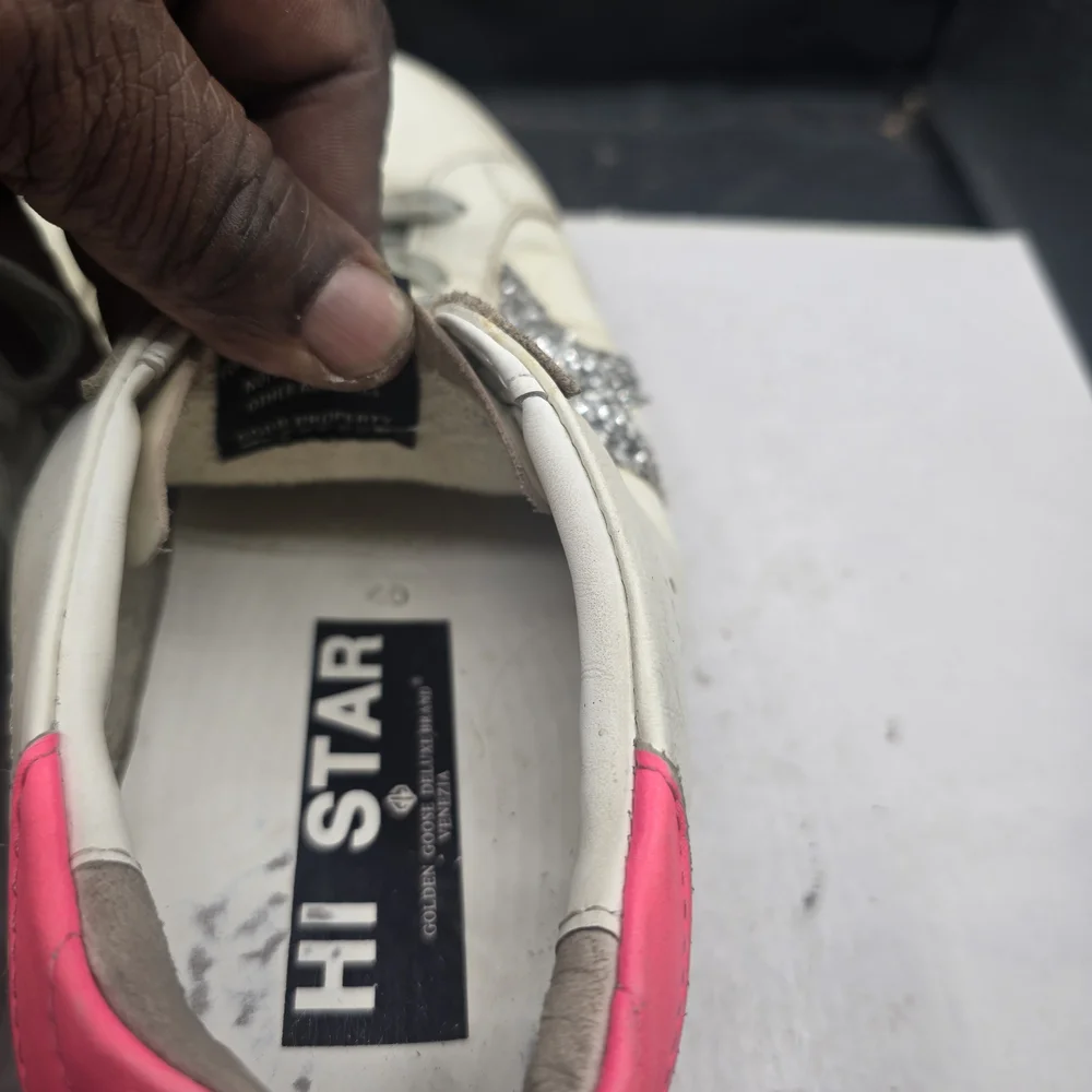 Golden Goose White‎ and Pink Sneakers with Silver Accents Women Size 8